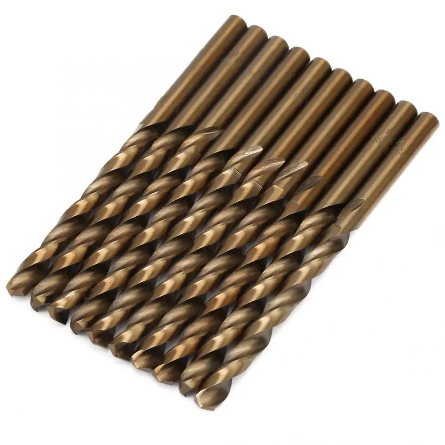 

10pcs M35 6.35mm Cobalt Coated HSS Drill Saw Carpenter Drill Bit Set HSS-CO Wood Twist Drills Bit Triangular Straight Handle Hot