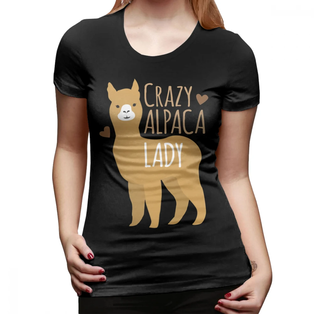 Футболка с изображением козы Crazy Alpaca Lady Футболка с рисунком, короткий рукав, женская футболка XL с круглым вырезом, простая уличная мода, серая женская футболка