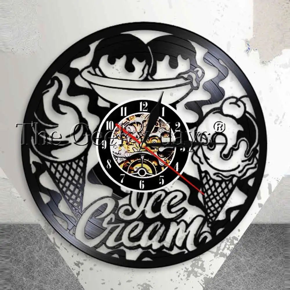 Ice Cream Shop Business Sign Wall Clock Kitchen Decoration