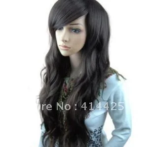 beautiful black hair curl fashion wig long |