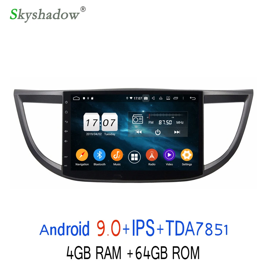 DSP Android 9,0 для Honda CRV 2012 2013 4 Гб+ 64 г+ 8 ядерный автомобильный dvd-плеер gps ГЛОНАСС карта RDS радио wifi Bluetooth 4,2