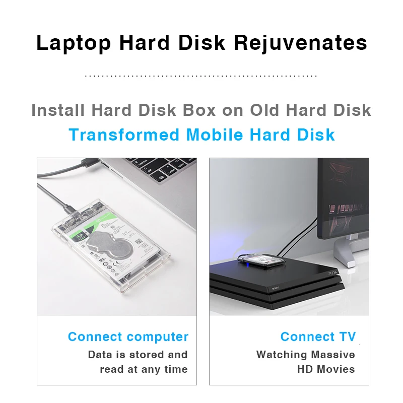 Портативный бокс для жесткого диска 2 5 дюйма SATA на USB 3 0 прозрачный адаптер корпус