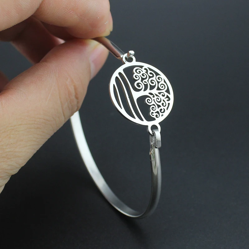 Hapiship серебряный браслет из нержавеющей стали с круглым деревом для женщин и мужчин ювелирные изделия Подарочные Браслеты Mujer бразильские BX014