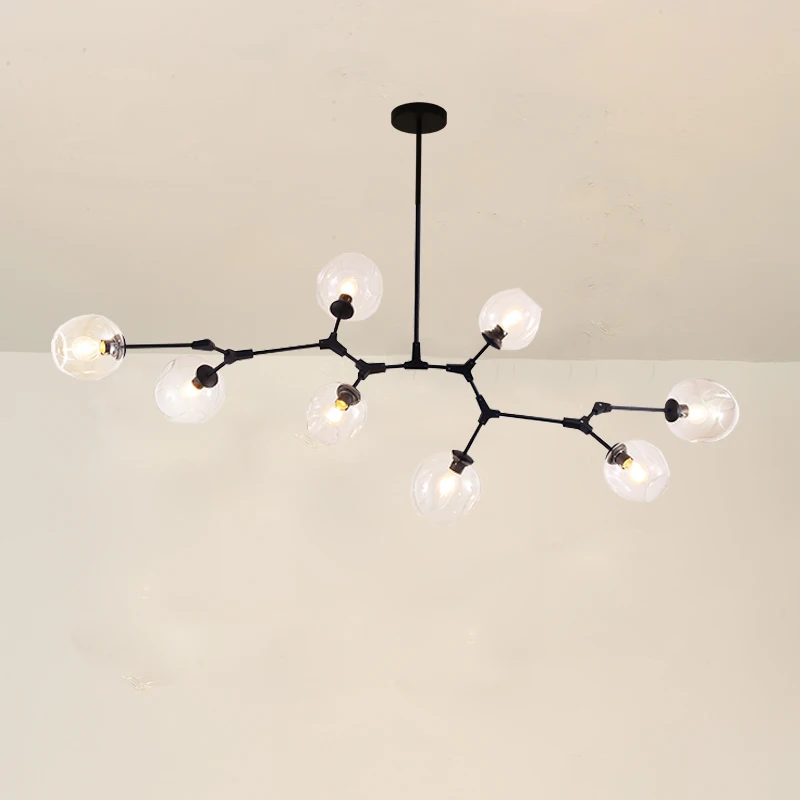 

Modern Clear Glass Chandelier Lighting For Dining Room Restaurant Hotel Living Room LED Suspension Luminaire Light Black Golden