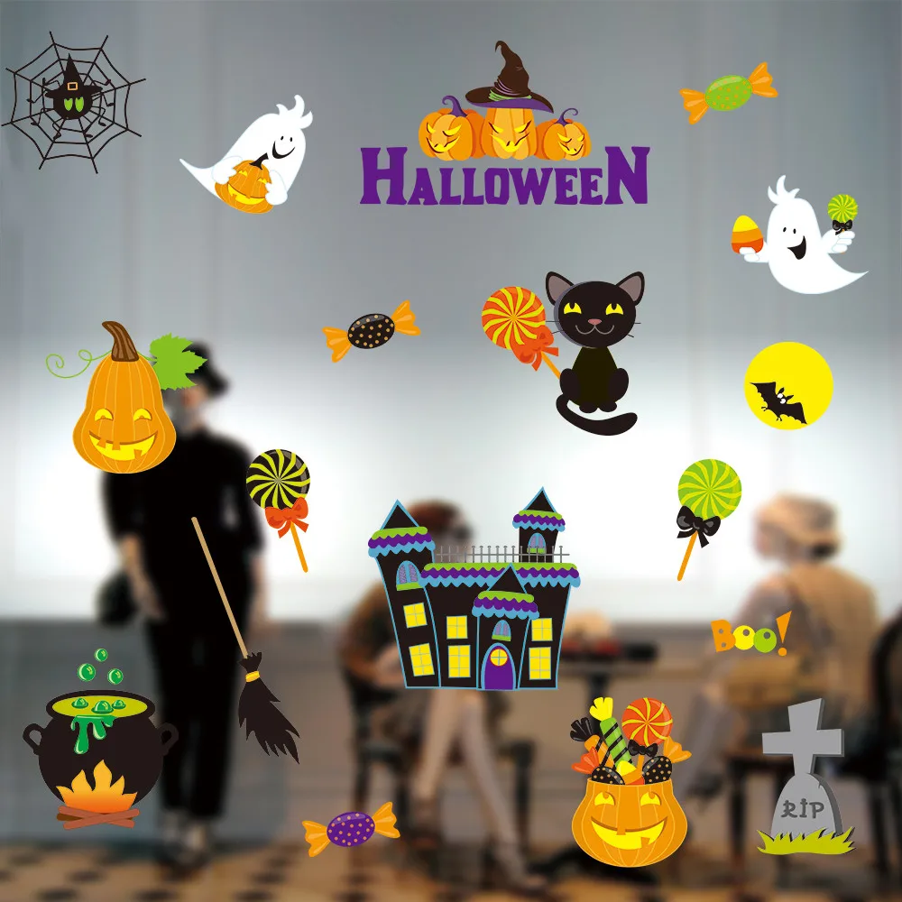 Halloween Static Electricity Removable Wall Stickers Home Room Decor