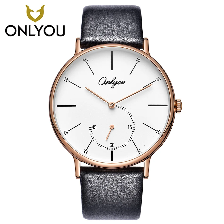 

ONLYOU Casual Men Watches Chronograph Top Brand Luxury Men's Quartz Watch Women Waterproof Business Clock Men Leather Strap Lady