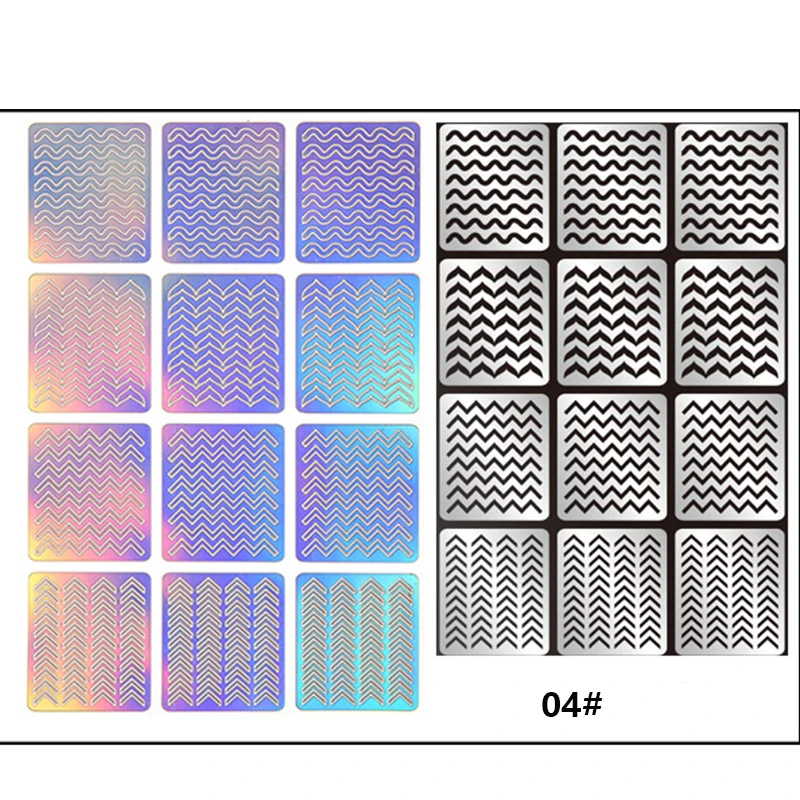 1 лист Новая мода винил для ногтей наклейки-Трафарет DIY маникюр Дизайн ногтей Инструмент 24 узора