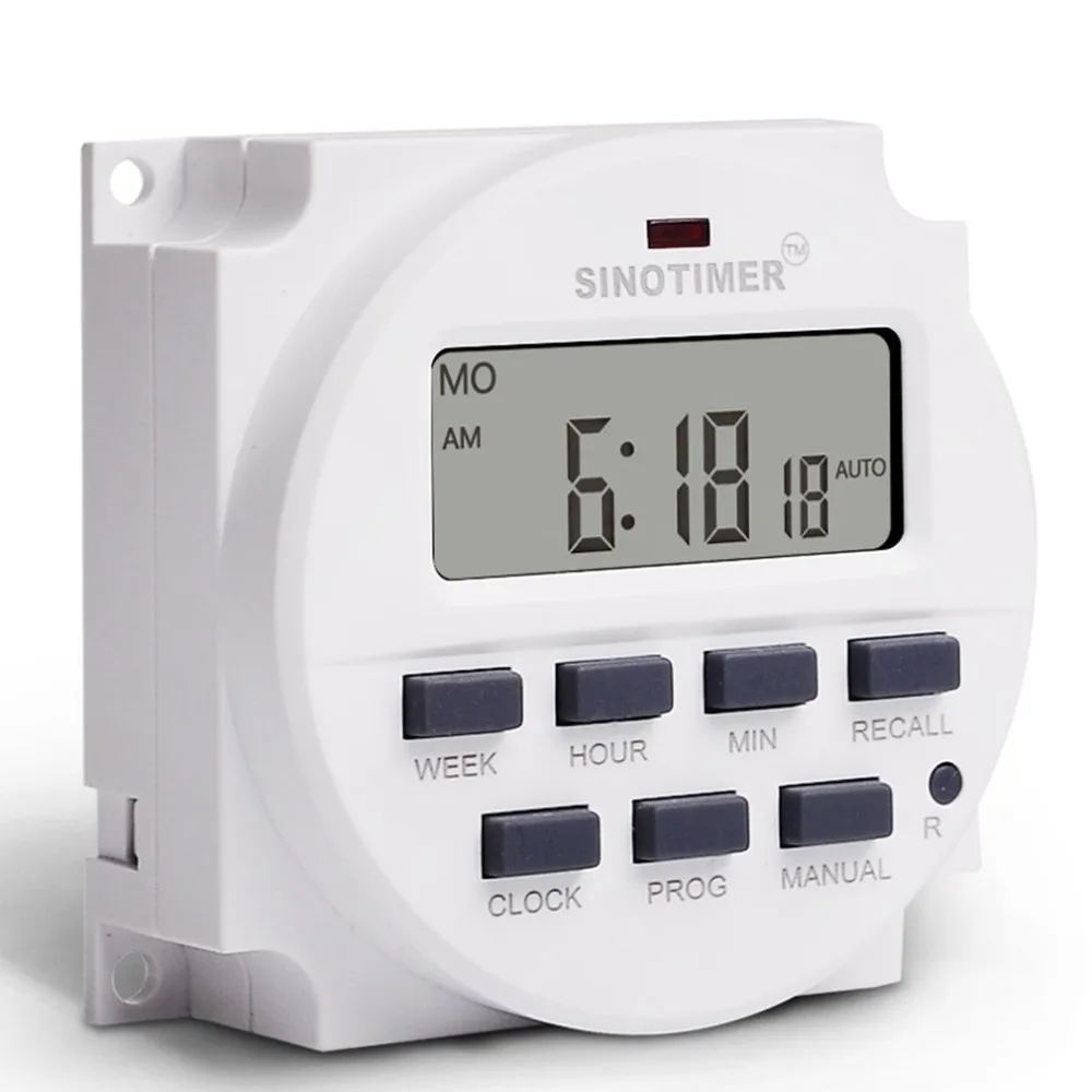 SINOTIMER AC 220V Weekly 7 Days Programmable Digital Time Switch Power Energy Meters Relay Timer Control Din Rail Mount