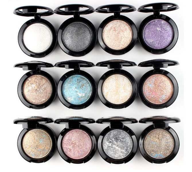 

Fashion Baked Eyeshadow Warm Color Pigment Eye shadow Palette Shimmer Metallic 12 Colors