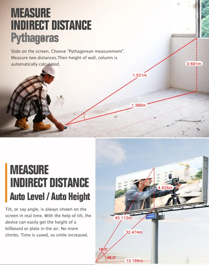 P7 80M 100M 150M 200M Bluetooth Laser Rangefinder with Rotary Touch Screen Laser Meter with Camera Point Finder