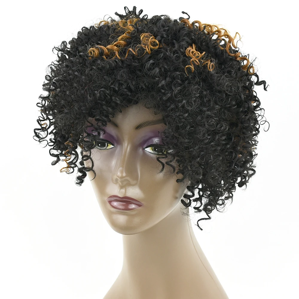 Soowee Kinky Curly Short Synthetic Hair Wig For Black Women Party