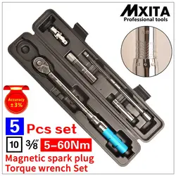 Mxita 5 шт. Магнитная Свеча зажигания крутящий момент гаечный ключ набор инструментов для ремонта автомобиля 3/8 5-60NM гаечный ключ с трещоткой