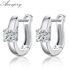 Anenjery pendientes, 925 пробы, серебряные серьги, поцелуй, циркон, u-образные серьги для женщин, brincos oorbellen, Букле д 'ореиль, S-E21
