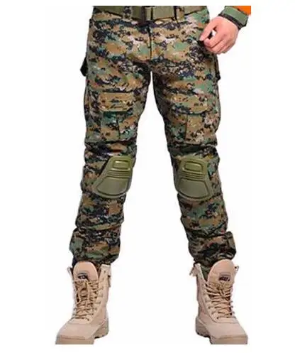 Тактические военные брюки США, армейские брюки, камуфляжные брюки-карго, мужские мешковатые брюки-карго с наколенниками, мужские брюки - Цвет: WOOD
