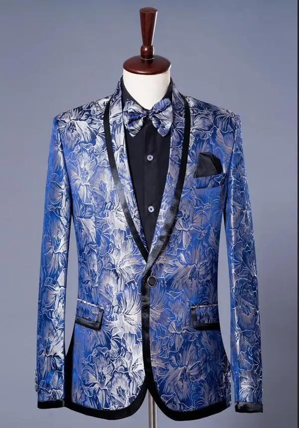 Blue star formal dress marriage suits blazer slim mens blazers set