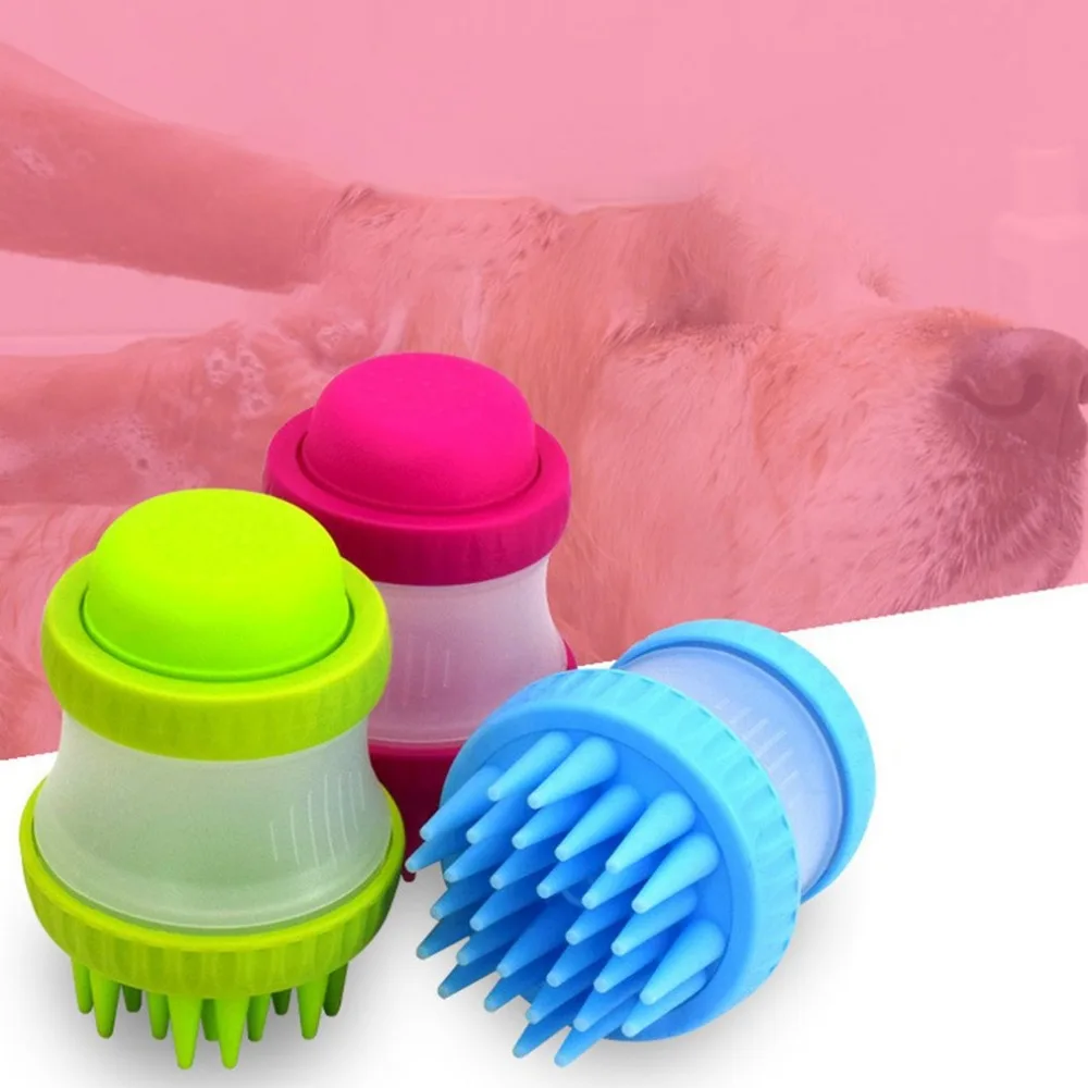 

Practical Design Multifunctional Pets Scrub Buster Soft Silicone Dog Washing Brush Built-in Shampoo Reservoir