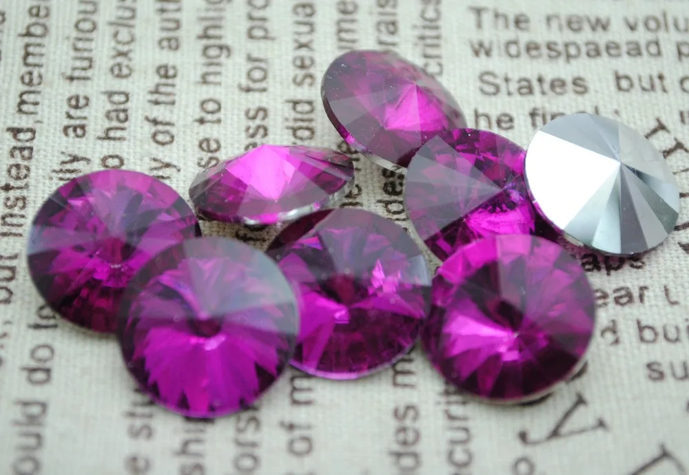 

Free Shipping! 100pcs/Lot, 8mm~20mm Fuchsia Color Chinese Top Quality Crystal Rivoli Glass Point Back Fancy Fancy Stones.