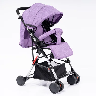 Детская коляска, переносная Складная коляска, легкая четырехколесная коляска для детской коляски из алюминиевого сплава, детская коляска из льна - Цвет: Лиловый