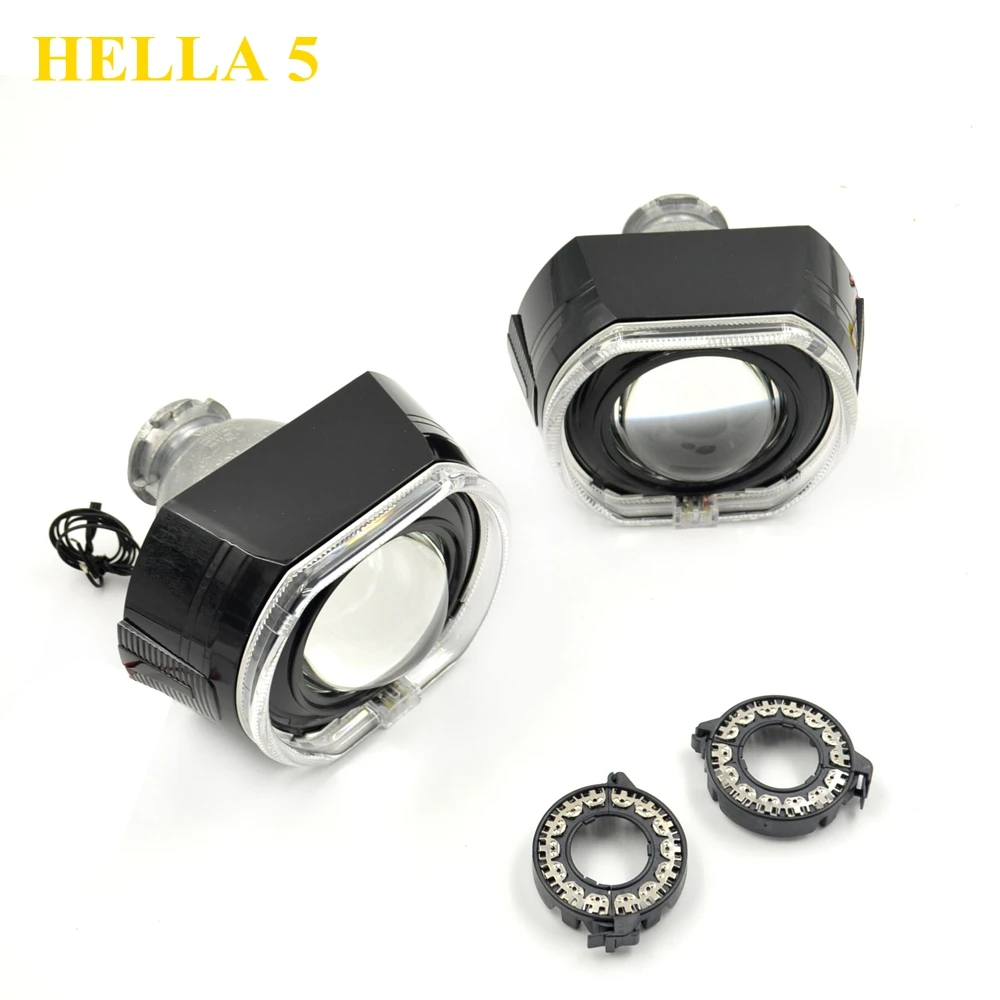 

car hid bixenon projector lens hella 5 for 2.5 3 Inches COB square led Daytime Running Light Angel Eyes shrouds cover mask