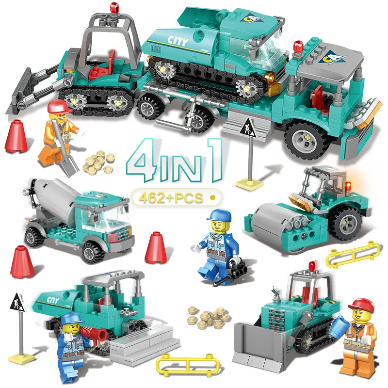 

KAZI City Technic Bulldozer Excavator Vehicle Heavy Crane Building Blocks Assemble Bricks Model Educational Toy For Kids Gift