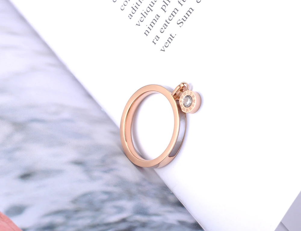 Wedding Rings Finger Rings Womens Ring Jewelry Rings Ring Jewelry Cubic Zircon Ring Lokaer Trendy Rose Gold Plated CZ Crystal Rhinestone Titanium Steel White Shell Wedding Rings For Women Engagement Gifts R19064
