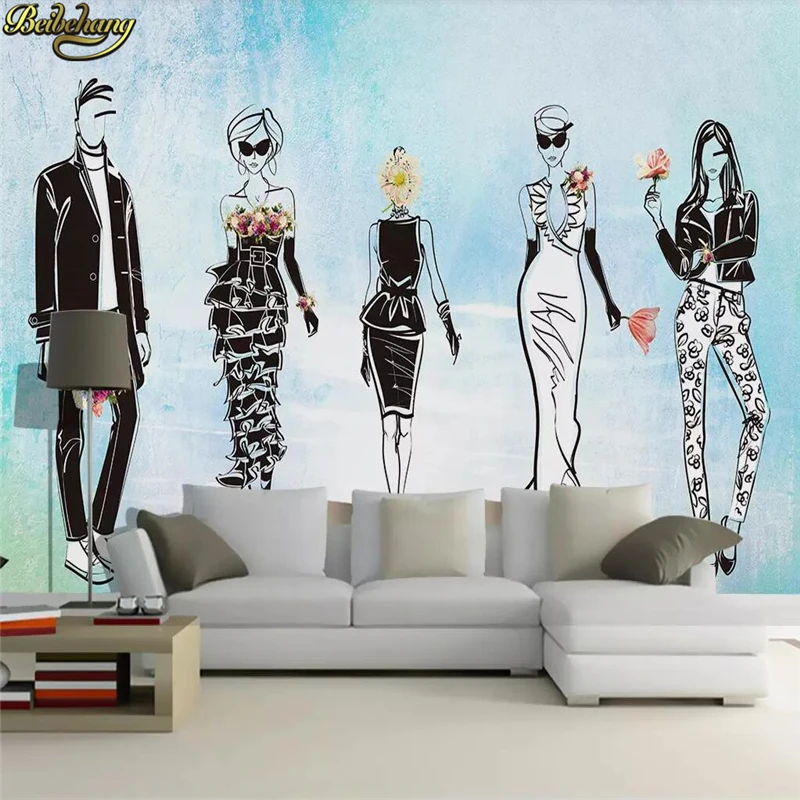

beibehang Custom photo wallpaper mural Nordic simple beautiful art clothing beauty anime watercolor tooling background wall