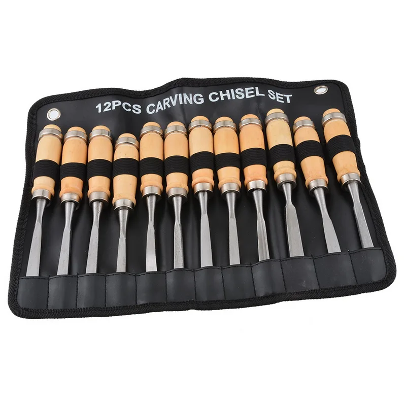 

Professional 12Pcs/set Manual Wood Carving Hand Chisel Tools Set Carpenters Woodworking Carving Chisel DIY Detailed Hand Tools