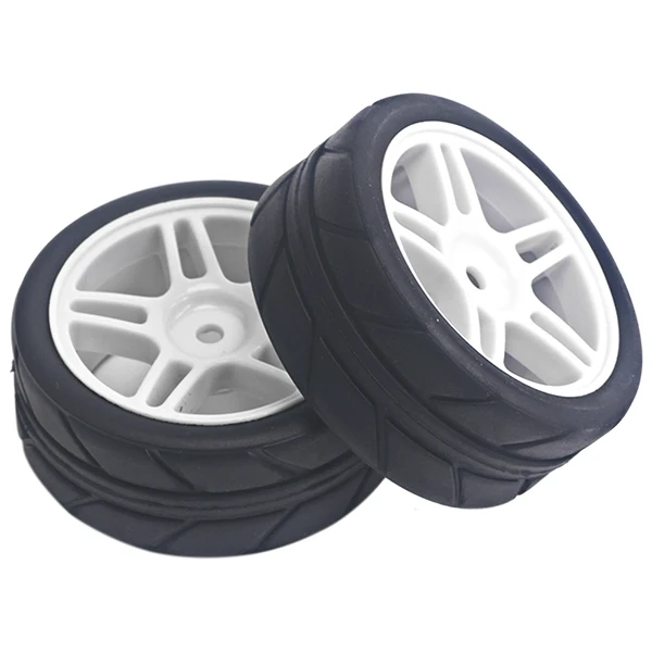 Best Offers 4PCS 63mm Diameter 26mm Width Hub Rc Wheels 110 Hex 12mm Rim&Tires For HSP 1/10 On-Road Flat Racing RC Car, White
