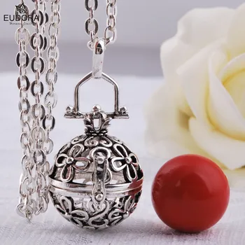 

Fahsion Women Pendant Floating Locket Cage Pendant + Harmony Chime Ball + Long Necklace Chain Angel Caller pretty Jewelry