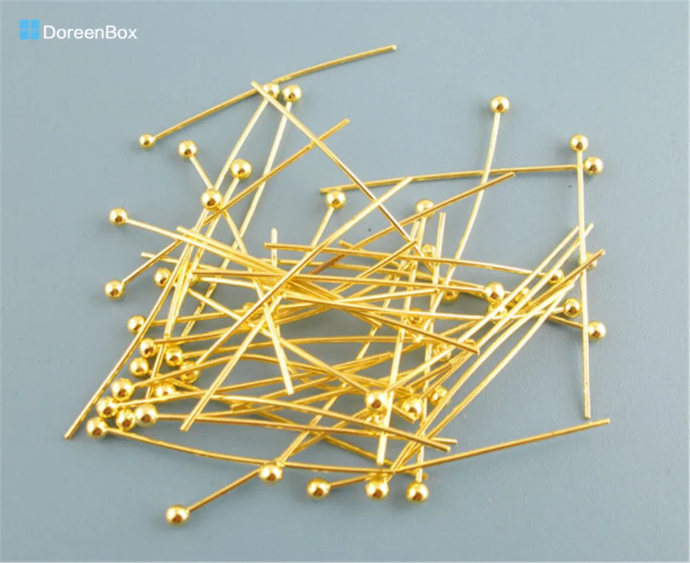 

Doreen Box Lovely 500PCs Gold color Ball Head Pins 0.5x25mm(24 gauge) (B03399)