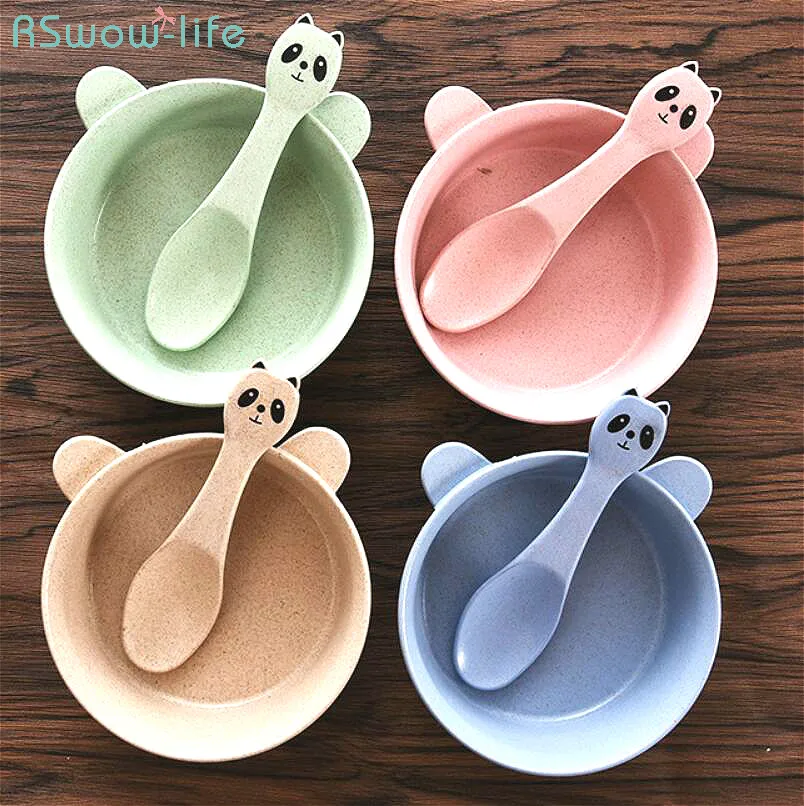 

Wheat Straw Tableware Wheat Straw Cartoon Panda Bowl Spoon Child Anti-Scalding Anti-Fall Microwave Oven Available Wheat Stalk