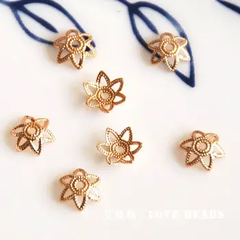 

wholesale 10 pcs/lot golden gold plated beads caps jewelry making craft findings DIY for women