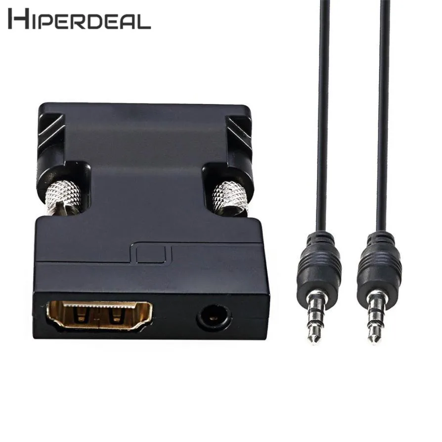 HIPERDEAL Новый 1080P Женский HDMI в VGA Мужской конвертер адаптер ключ с 3 5 мм стерео аудио