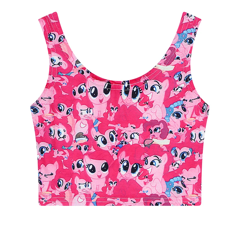 

2015 Women My Little Pony cartoon crop tops 3d Print summer style sexy Resort female Summer bustier Clothing clothes vest tanks