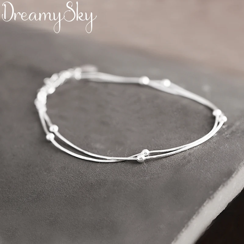 

Summer Trendy 925 Sterling Silver Multi-layer Beads Bracelets For Women Bohemia Fashion Girls Charm Bracelets Wedding Jewelry