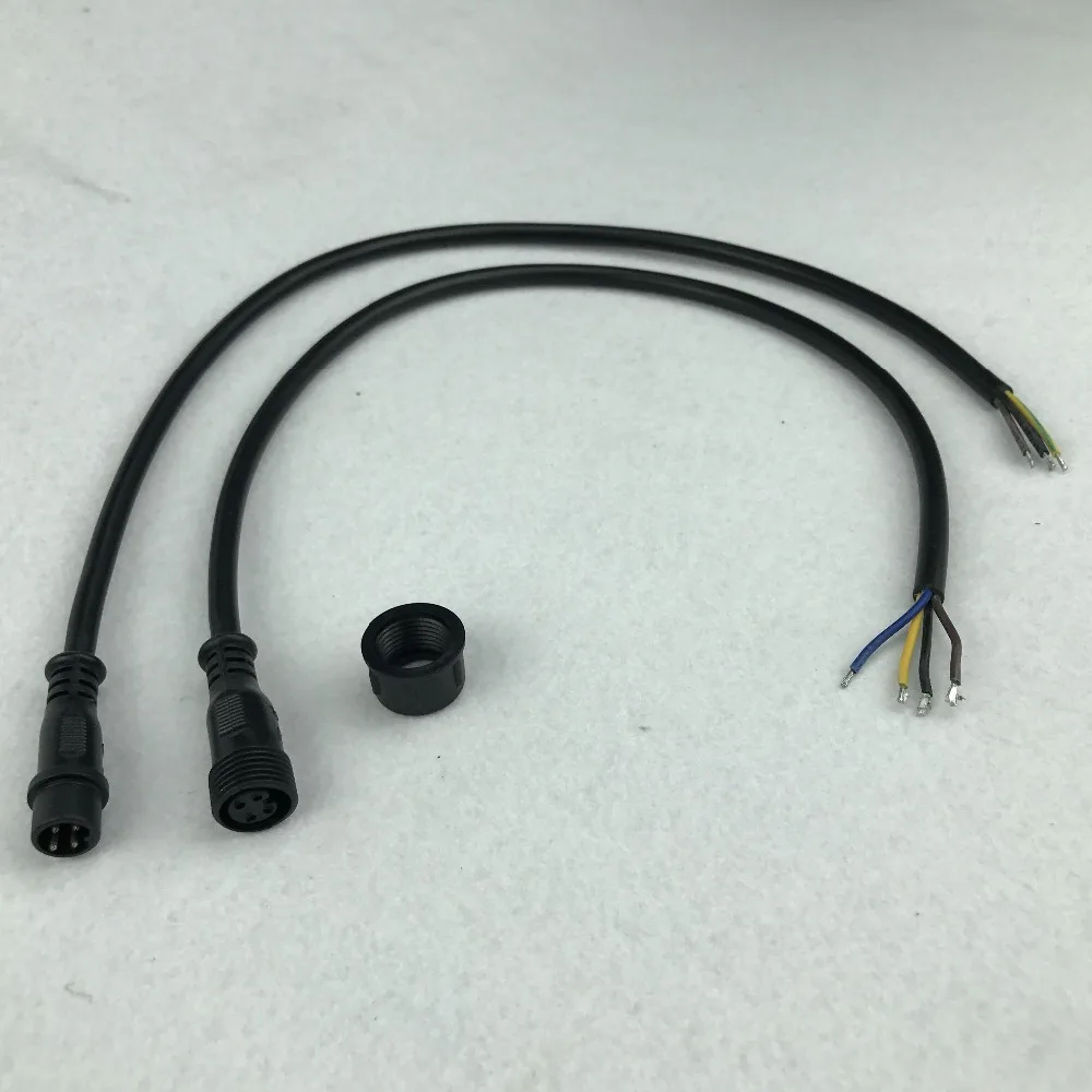 

10pcs/lot 4 Core BLACK Waterproof pigtail,50cm long each;male and female;male connector's diameter:13.5mm