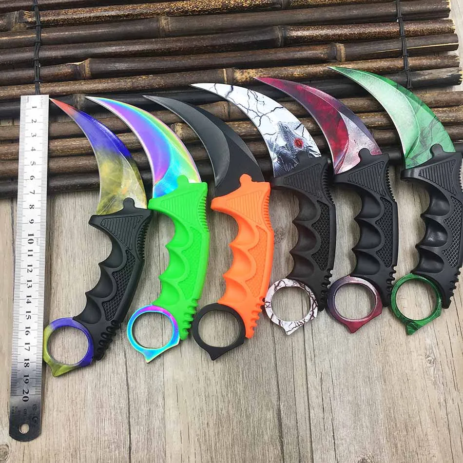 CS GO коготь счетчика удара Karambit нож шеи нож с оболочкой зуб тигра настоящая игра нож Радуга Кемпинг Фиксированное Лезвие Нож