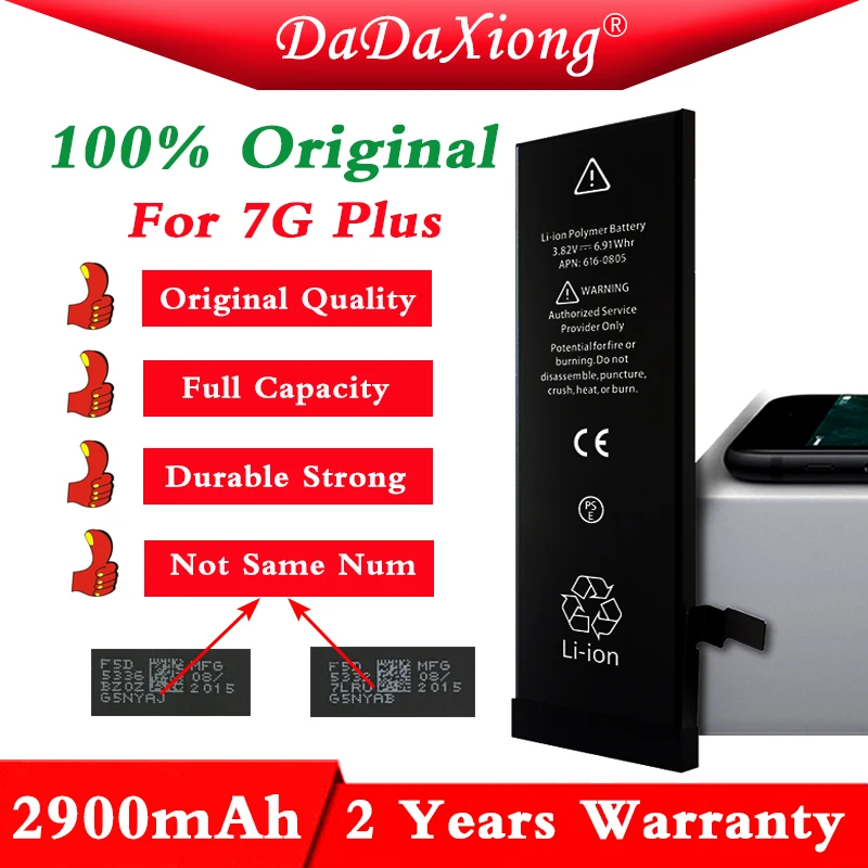 

2018 Original 10pcs Da Da Xiong Factory Battery for iPhone 7P 7Plus 7 plus 0 cycle 2900mAh replacement repair parts BMTI7PFFB