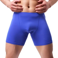Длинные боксеры, нижнее белье для мужчин, для фитнеса, ледяной шелк, короткие штаны, боди, U выпуклый дизайн, шорты для мужчин, s, повседневная спортивная одежда, боксеры под брюки