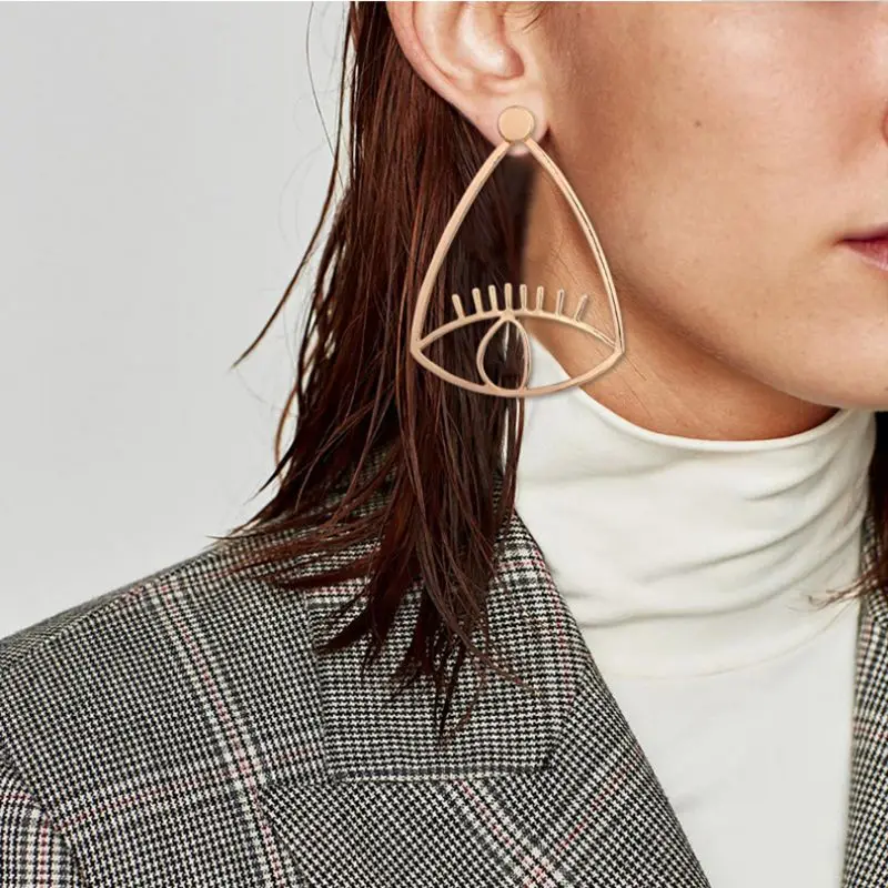 GEREIT Exaggerated Punk Jewelry Gold Silver Black Chunky Big Eye Stud Earrings For Women Statement Funny Brincos | Украшения и