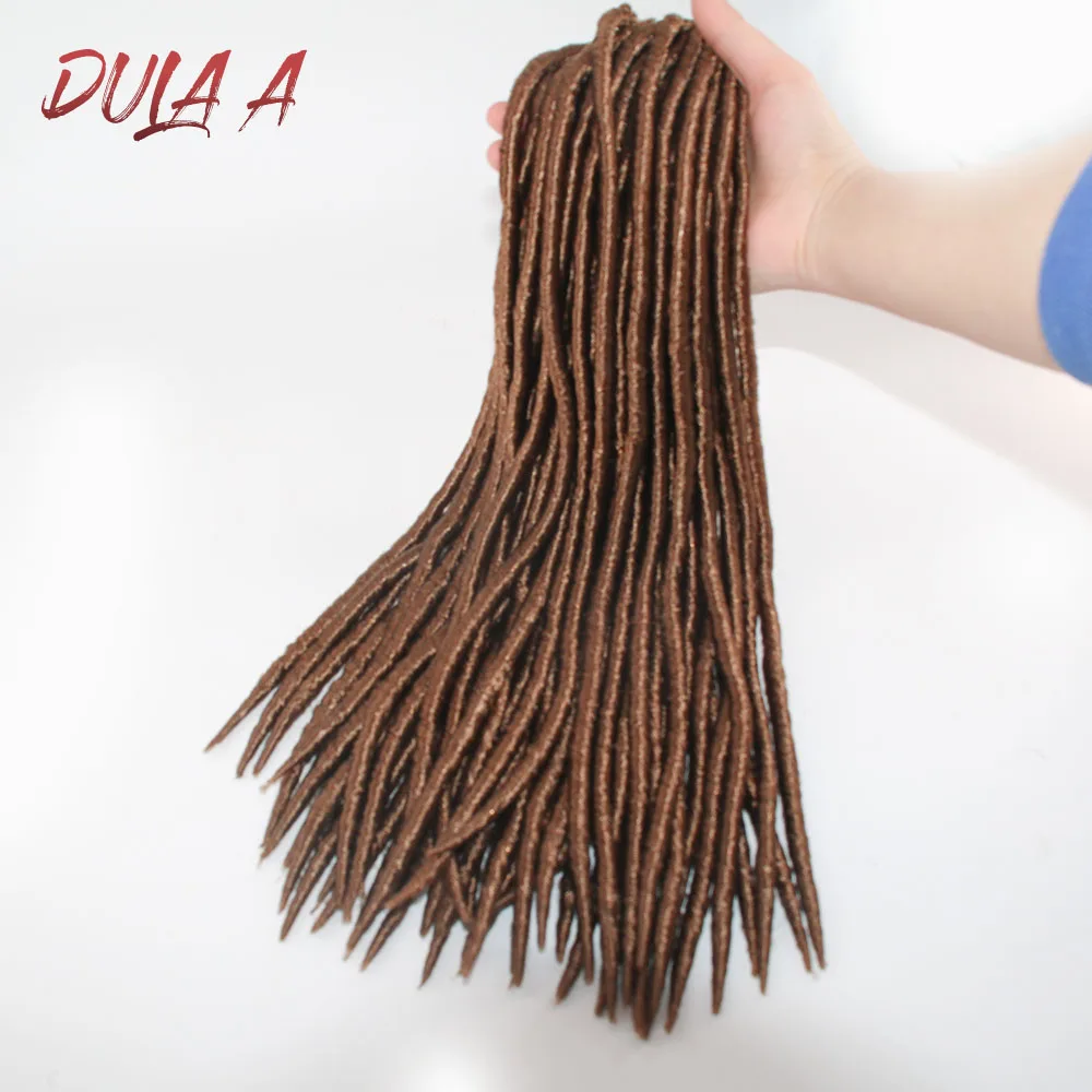 

Dula A faux locs crochet hair braid 18'' 24 strands/pack synthetic hair extensions,black ,brown color Synthetic