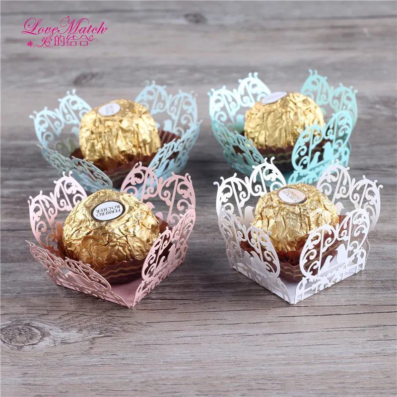 

50 Pcs Laser Cut Wedding Candy Bar Birds Design Wedding Favors And Gifts Pearl Paper Chocolate Bar Party Decoration Baby Shower