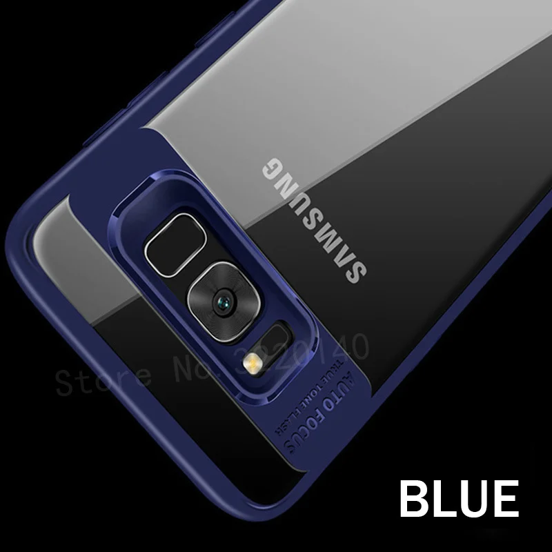 Противоударный мягкий силиконовый чехол для samsung Galaxy A5 S8 Plus TPU и акриловая прозрачная задняя крышка для Galaxy S8 A7 чехол - Цвет: BLUE Case