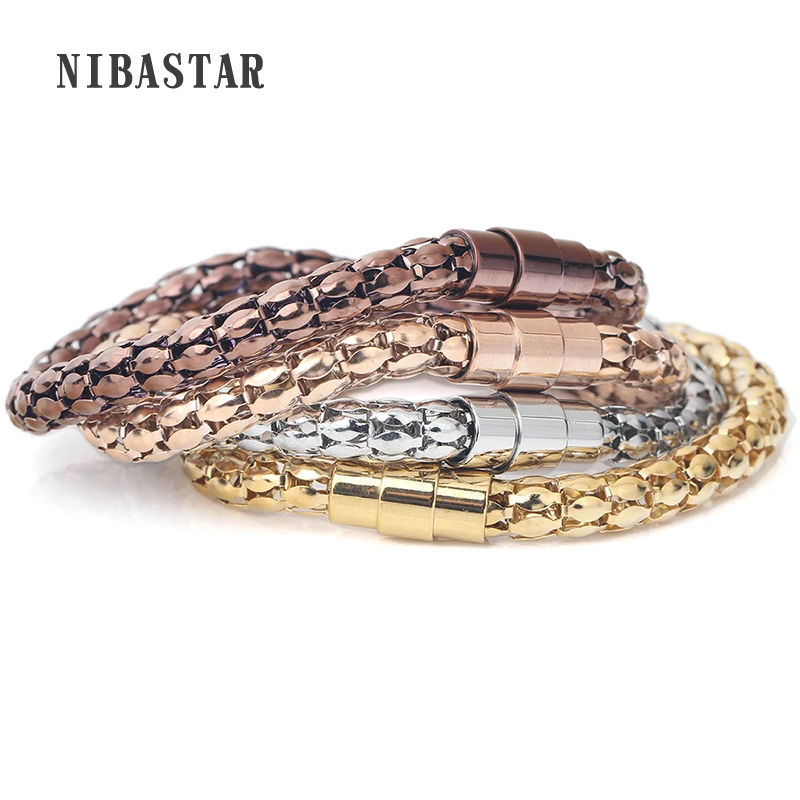 Luxury 4 Color 316l Stainless Steel Twisted Chain Cable Bracelet Men