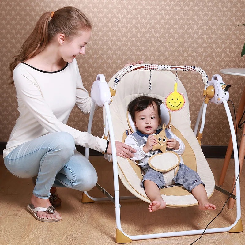 Стиль, портативные электрические детские качели, кресло батут, музыкальная качалка для ребенка, безопасная корзина для сна для новорожденного ребенка