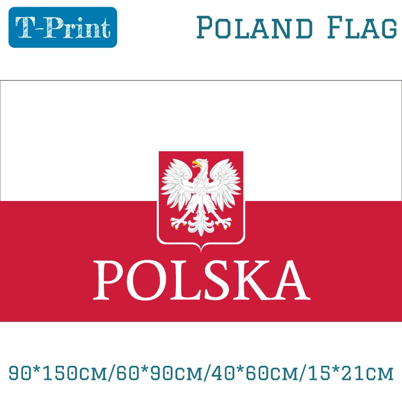 

Free shipping 90*150cm/60*90cm/40*60cm/15*21cm 3X5ft Poland Polyester National Flag Super-Poly Eagle For Home Decorations