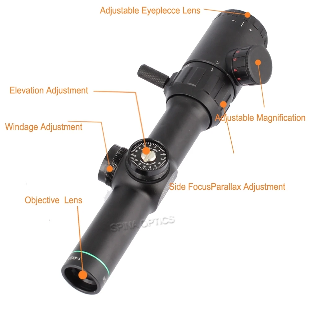 Scope com Montagens Spina Óptica Caça Mira Escopo 1-4x20 Riflescopes Retículo Rifle 3 Spina óptica caça mira óptica escopo 1-4x20