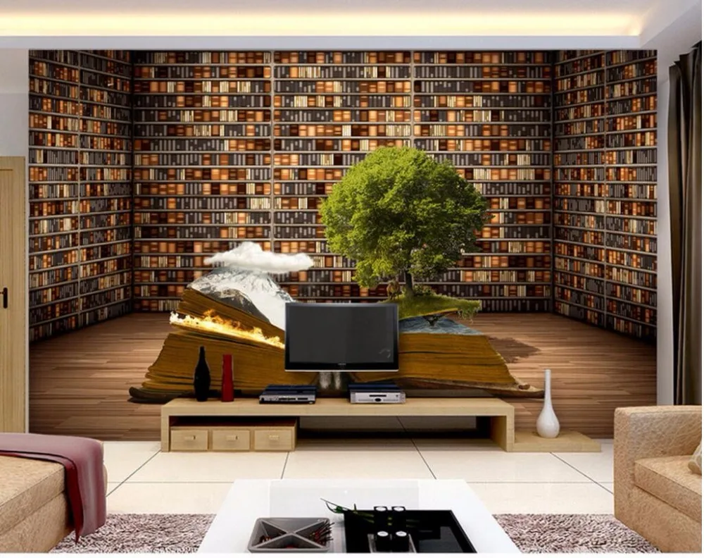 Scarica Gratis Images 3d Chambre Papier Peint Personnalise Mural Creatif Livre Etagere dernière par