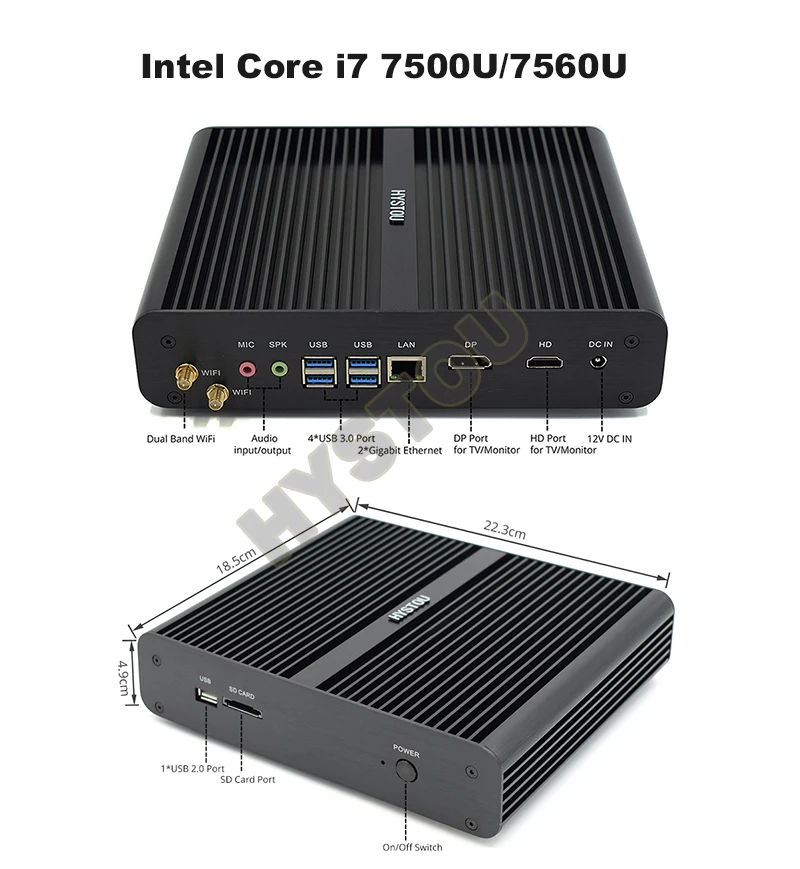 Персональный компьютер Intel Core i5 8250U 7260 Windows 10pro HDMI VGA безвентиляторный мини ПК 4K HTPC i7