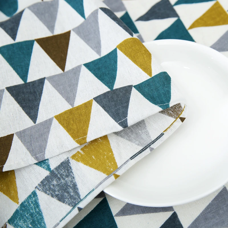 Triangle Printed Patterns Table Cloth Cotton Linen Dining Decorated Mediterranean style can wash the tablecloth